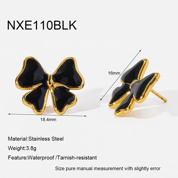 Wholesale Enamel Bow Stainless Steel Earrings For Women