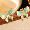 Wholesale Enamel Craft Dripping Oil Sweet Animal Pattern Stainless Steel Butterfly Earrings For Women