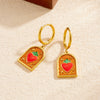 Wholesale Enameled Geometric Heart Carrot Pattern Goldplated Stainless Steel Cartoon Earrings For Women