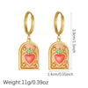 Wholesale Enameled Geometric Heart Carrot Pattern Goldplated Stainless Steel Cartoon Earrings For Women
