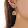 Wholesale Enameled Geometric Heart Carrot Pattern Goldplated Stainless Steel Cartoon Earrings For Women