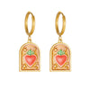 Wholesale Enameled Geometric Heart Carrot Pattern Goldplated Stainless Steel Cartoon Earrings For Women