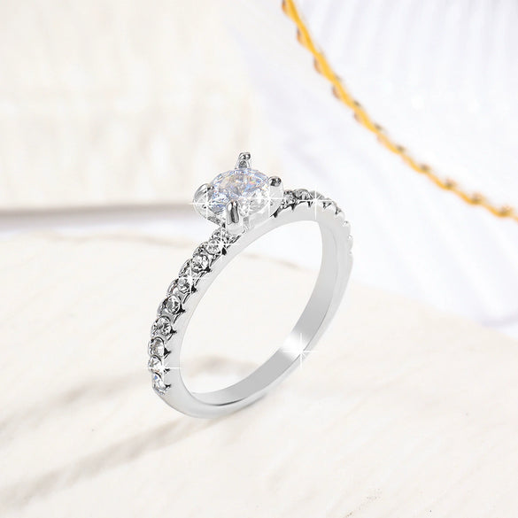 Wholesale Engagement Ring Zinc Alloy Inlaid Zircon Geometric Simple Style For Women