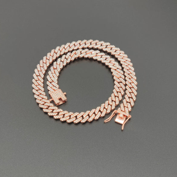 Wholesale Environmental Protection Alloy Hip Hop Domineering Stripshaped Ancient Rhombus Chain Necklace With Electroplating Treatment