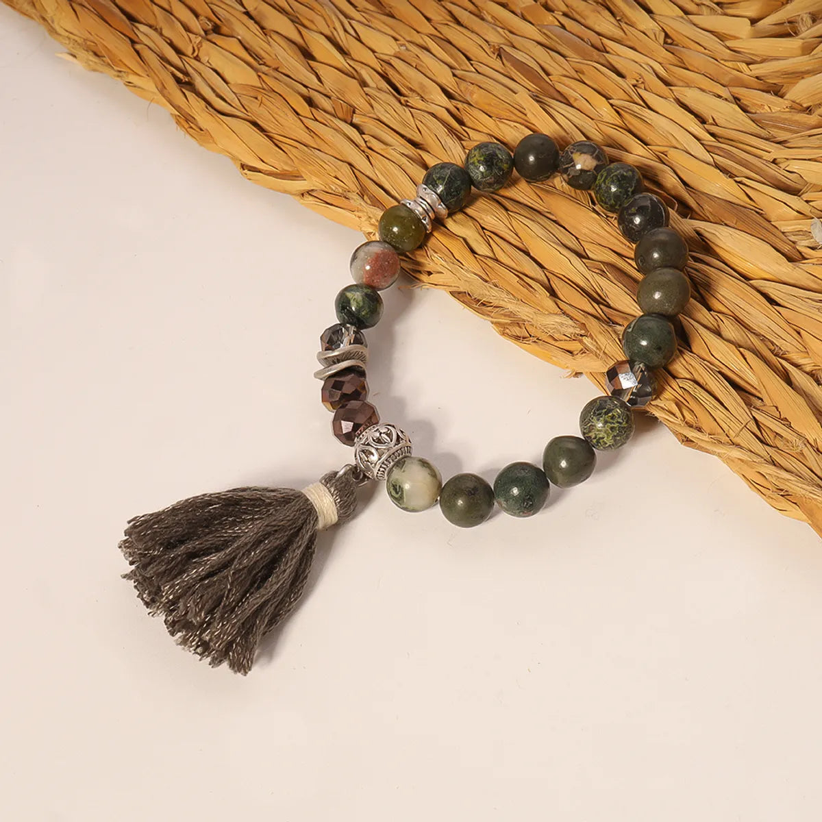 Wholesale Ethnic Style Bohemian Tassel Natural Stone Beaded Wristband