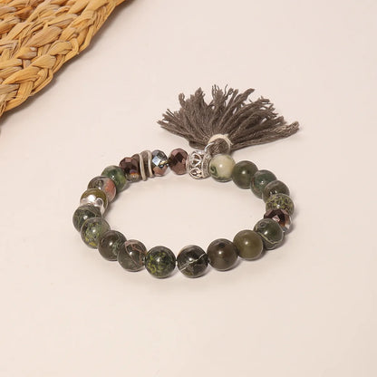 Wholesale Ethnic Style Bohemian Tassel Natural Stone Beaded Wristband