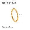 Wholesale Exaggerated Bump Irregular Geometric Stainless Steel Ring With Leaf Wave Geometric Pattern Electroplated