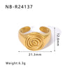 Wholesale Exaggerated Bump Irregular Geometric Stainless Steel Ring With Leaf Wave Geometric Pattern Electroplated