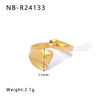 Wholesale Exaggerated Bump Irregular Geometric Stainless Steel Ring With Leaf Wave Geometric Pattern Electroplated