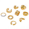 Wholesale Exaggerated Bump Irregular Geometric Stainless Steel Ring With Leaf Wave Geometric Pattern Electroplated