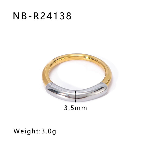 Wholesale Exaggerated Bump Irregular Geometric Stainless Steel Ring With Leaf Wave Geometric Pattern Electroplated