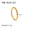 Wholesale Exaggerated Bump Irregular Geometric Stainless Steel Ring With Leaf Wave Geometric Pattern Electroplated