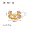 Wholesale Exaggerated Bump Irregular Geometric Stainless Steel Ring With Leaf Wave Geometric Pattern Electroplated