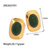 Wholesale Exaggerated Cat's Eye Stone Earrings In Stainless Steel With Retro Light Luxury Style And Geometric Design Electroplated Titanium Steel Ear Jewelry