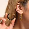 Wholesale Exaggerated Circle Oil Drop Earrings In Stainless Steel Drip Oil With Geometric Design And 18K Real Gold Color Plated Non Allergic