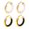 Wholesale Exaggerated Circle Oil Drop Earrings In Stainless Steel Drip Oil With Geometric Design And 18K Real Gold Color Plated Non Allergic