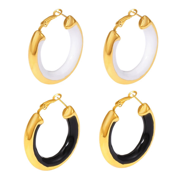 Wholesale Exaggerated Circle Oil Drop Earrings In Stainless Steel Drip Oil With Geometric Design And 18K Real Gold Color Plated Non Allergic