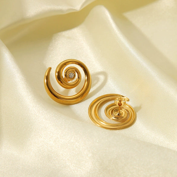 Wholesale Exaggerated Conch Shaped Women's Earrings Made Of High Grade Stainless Steel With Electroplating Pvd Vacuum Real Gold Treatment
