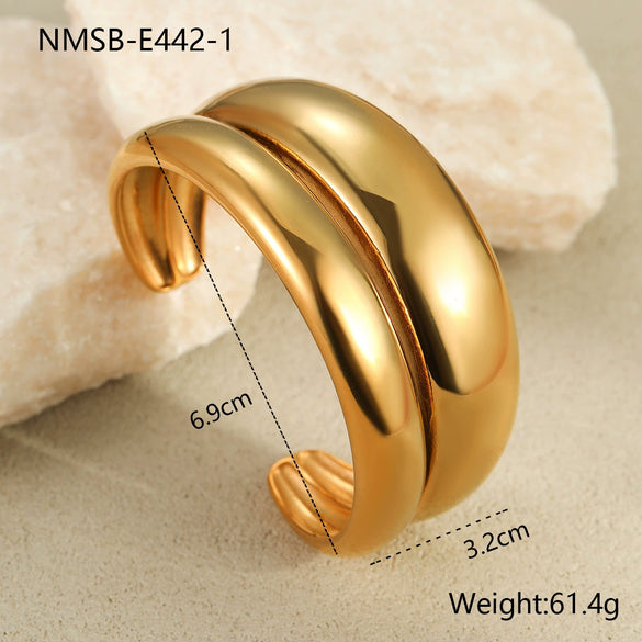 Wholesale Exaggerated Design Stainless Steel Geometric Pattern Electroplated Bracelet For Women