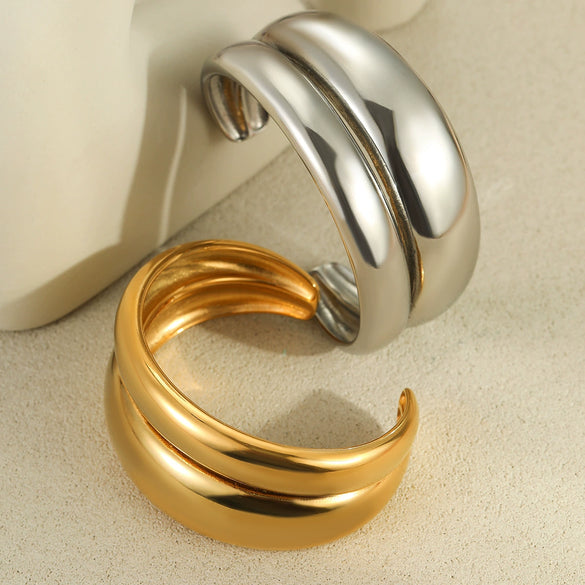 Wholesale Exaggerated Design Stainless Steel Geometric Pattern Electroplated Bracelet For Women