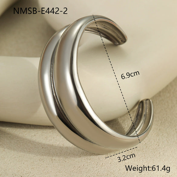 Wholesale Exaggerated Design Stainless Steel Geometric Pattern Electroplated Bracelet For Women