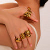 Wholesale Exaggerated Design Stainless Steel 18K Gold Plated Casting Geometric Ring With Niche Design Sense