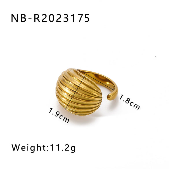 Wholesale Exaggerated Design Stainless Steel 18K Gold Plated Casting Geometric Ring With Niche Design Sense