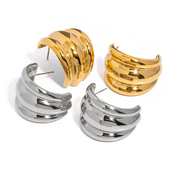 Wholesale Exaggerated Fashion Niche Design Women's Earrings In Geometric Style Made Of Stainless Steel With Electroplating Treatment