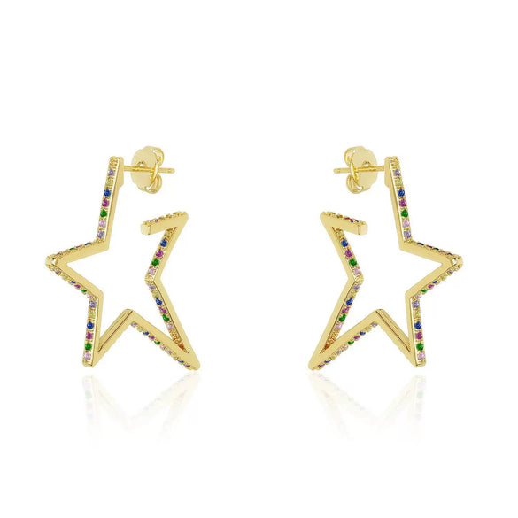 Wholesale Exaggerated Fivepointed Star Earrings For Women S925 Sterling Silver Light Luxury Style Electroplated
