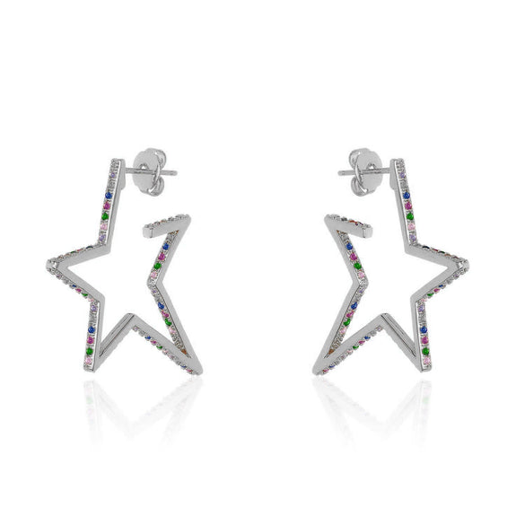 Wholesale Exaggerated Fivepointed Star Earrings For Women S925 Sterling Silver Light Luxury Style Electroplated