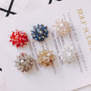 Wholesale Exaggerated Flower Handmade Beaded Alloy Ear Clip Woven Transparent Crystal Snowflake Earrings