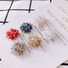 Wholesale Exaggerated Flower Handmade Beaded Alloy Ear Clip Woven Transparent Crystal Snowflake Earrings