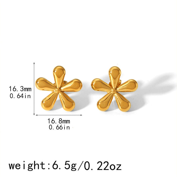 Wholesale Exaggerated Flower Stainless Steel Electroplated Earrings