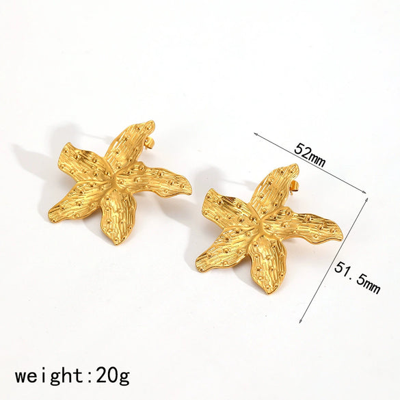 Wholesale Exaggerated Flower Stainless Steel Electroplated Earrings