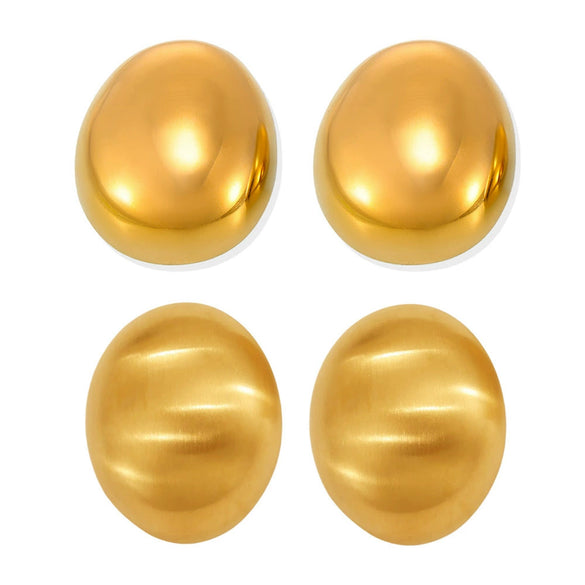 Wholesale Exaggerated Frosted Glossy Geometric Oval Titanium Steel Electroplated Earrings For Women