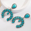 Wholesale Exaggerated Geometric Alloy Earrings Set With Turquoise