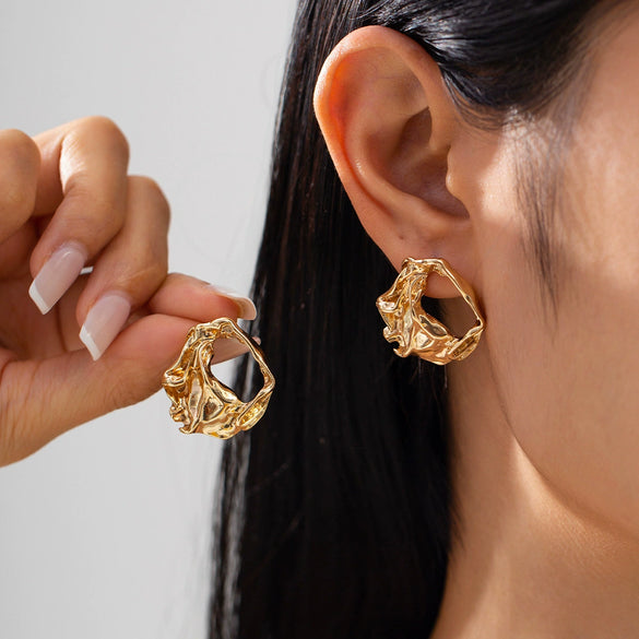 Wholesale Exaggerated Geometric Alloy Earrings With Electroplating For Women