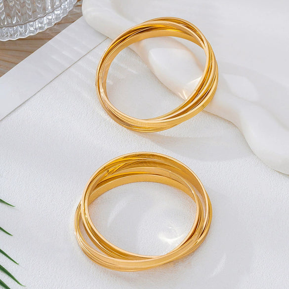 Wholesale Exaggerated Geometric Alloy Electroplated Open Bracelet For Women