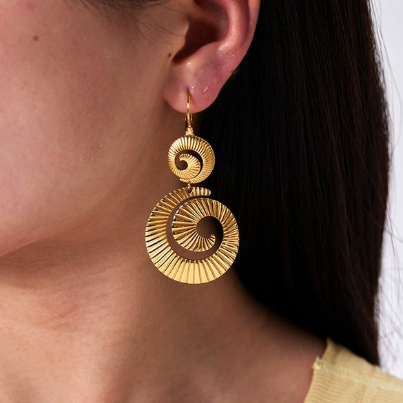 Wholesale Exaggerated Geometric Drop Shape Stainless Steel Electroplated Ear Jewelry For Women