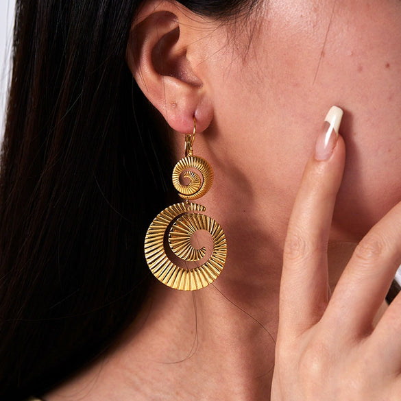Wholesale Exaggerated Geometric Drop Shape Stainless Steel Electroplated Ear Jewelry For Women