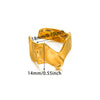 Wholesale Exaggerated Geometric Hollow Flower Stainless Steel 18K Goldplated Asymmetric Ring For Women With Leaves And Wave Pattern