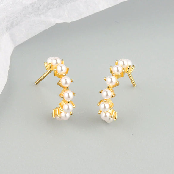 Wholesale Exaggerated Geometric Hoop Pearl Earrings For Women S925 Silver Electroplated