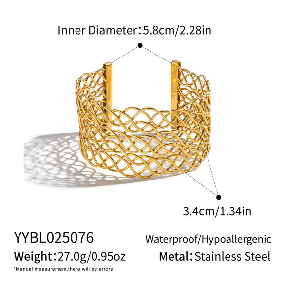 Wholesale Exaggerated Geometric Line Braided Electroplated Stainless Steel Waterproof Jewelry Bracelets Accessories
