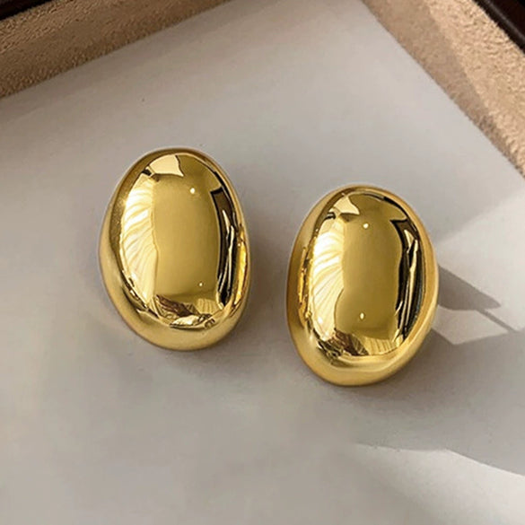 Wholesale Exaggerated Geometric Oval Copper Earrings For Women With Electroplating Design