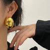 Wholesale Exaggerated Geometric Oval Copper Earrings For Women With Electroplating Design