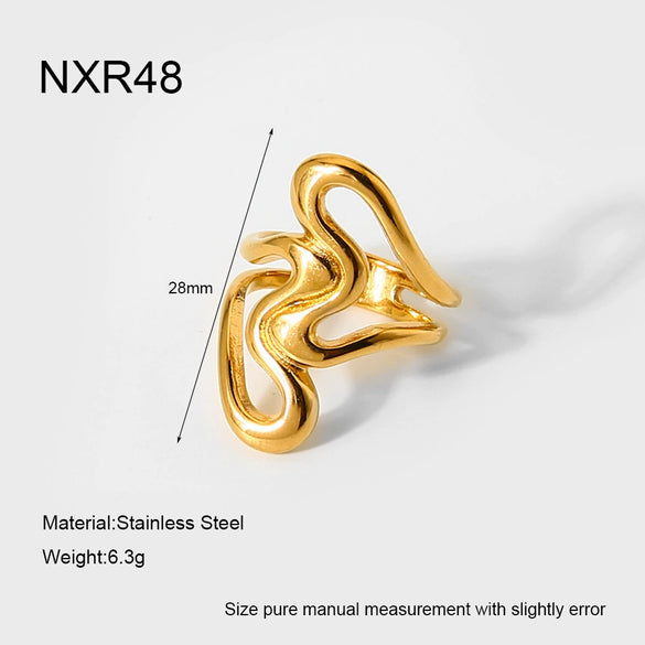 Wholesale Exaggerated Geometric Sphere 18K Gold Plated Stainless Steel Ring For Women