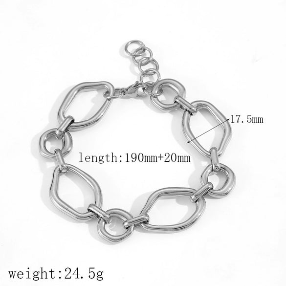 Wholesale Exaggerated Geometric Stainless Steel Electroplated Jewelry Set For Women Including Bracelet And Necklace