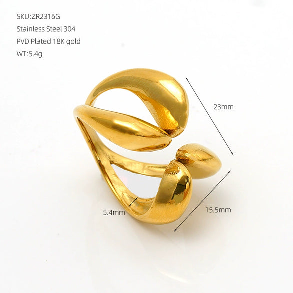 Wholesale Exaggerated Geometric Stainless Steel Electroplated Women's Ring