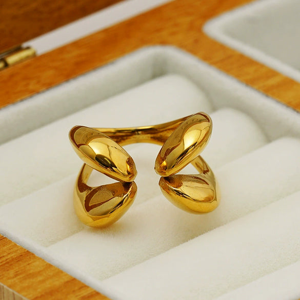 Wholesale Exaggerated Geometric Stainless Steel Electroplated Women's Ring