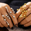 Wholesale Exaggerated Geometric 316L Stainless Steel Ring With 18K Gold Electroplated Branch Opening Design For Women